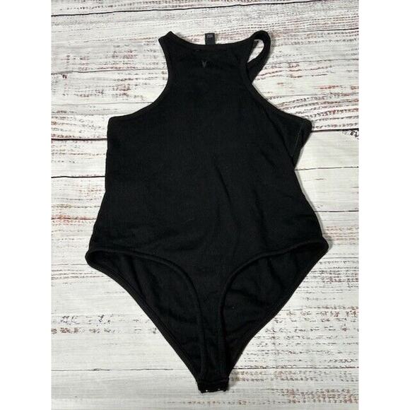 All Saints Womens Jamie Bodysuit Sleeveless High Neck Racerback Ribbed Black 6 - Picture 3 of 8